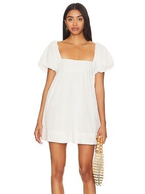 NWT Free People Revolve Marina Mini Dress with White Puff-Sleeve and Tie Back XS